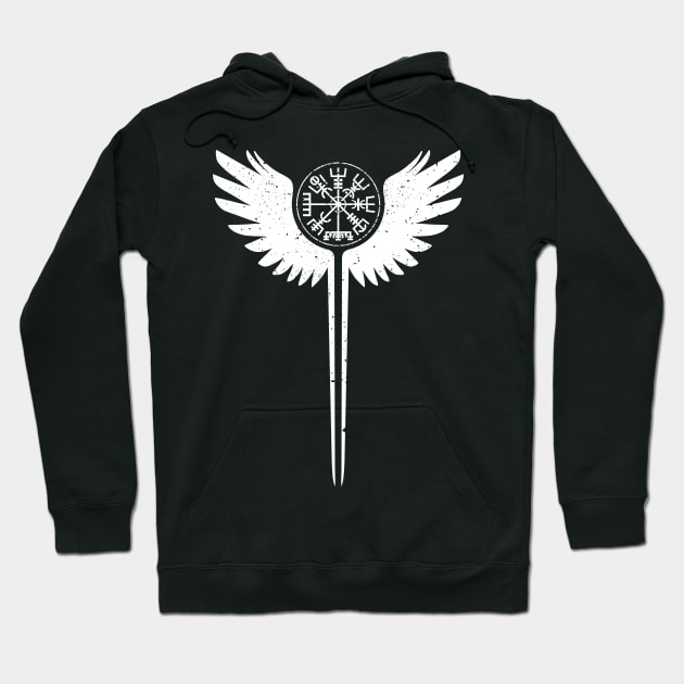 Valkyrie Symbol Vegvisir Odin Wings Vikings Asgard Valhalla Hoodie by Dojaja